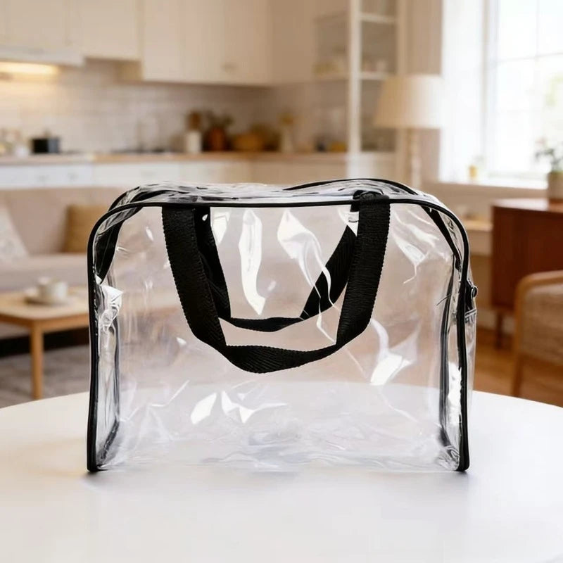 Stylish Large Transparent Storage Bag with Zipper & Handle, Durable Plastic Organizer for Toys Clothes Travel, Perfect Gift
