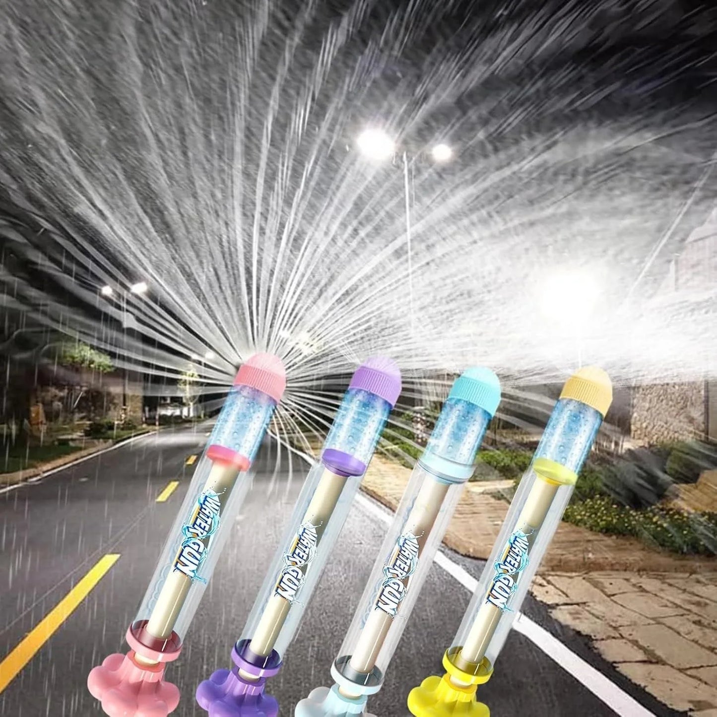 Firework Style Water Guns, Large Capacity Romantic Couple Water Spray Toys, Summer Water Blaster for Wedding Proposal, Pool Party, Beach Games, Outdoor Party Favor (4Pcs Mix)