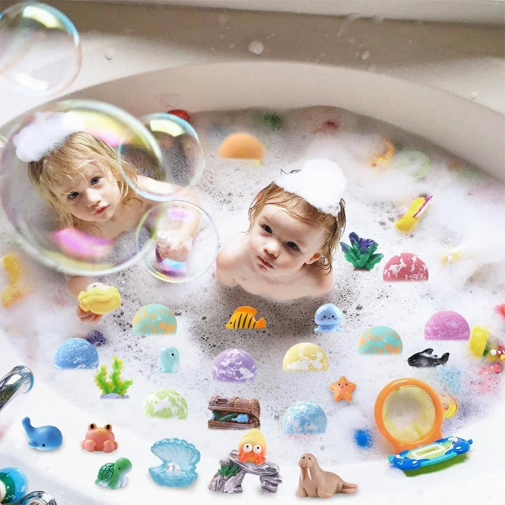 6-12PCS Kids Bath Bombs Natural Mega Bubbles Surprise Ocean Toys Gift Set Skin Friendly Bathing Kit for Boys and Girls