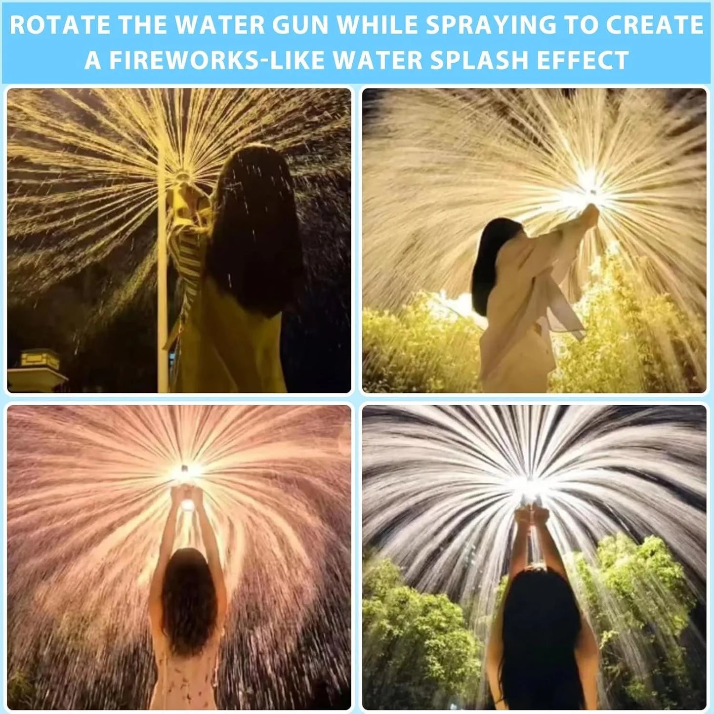Firework Style Water Guns, Large Capacity Romantic Couple Water Spray Toys, Summer Water Blaster for Wedding Proposal, Pool Party, Beach Games, Outdoor Party Favor (4Pcs Mix)
