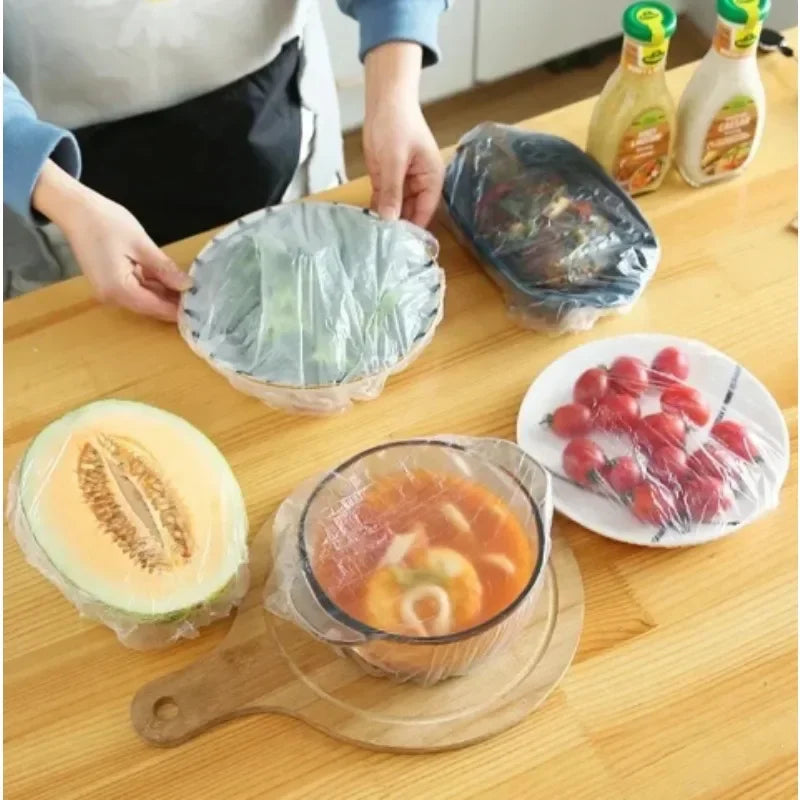 Disposable Food Cover Saran Wrap Bowel Cover Food Grade Fresh-keeping Plastic Bag Kitchen Storage Accessories Elastic Bowl Cover